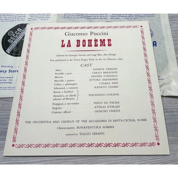 Puccini La Boheme DECCA SXL 2170-1 Tebaldi Bergonzi Serafin 2LP Box Set - Picture 3 of 8